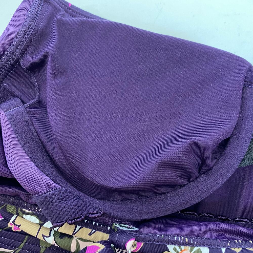 Lands End Wrap Tankini Swimsuit V Neck Underwire Top Blackberry Sz 4 - Picture 9 of 13